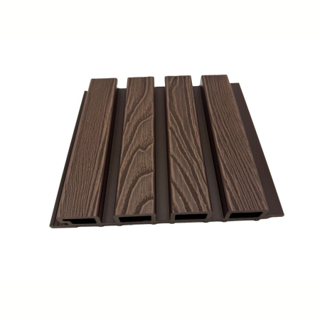 Lambriuri - Lambriu riflaj WPC, reliefat, pentru exterior, montaj rapid, rezistenta ridicata, Naimeed D7490, 2800 x 220 x 26 mm, Nuc natural