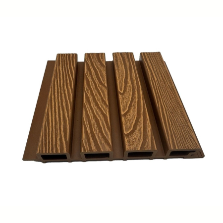 Lambriuri - Lambriu riflaj WPC, reliefat, pentru exterior, montaj rapid, rezistenta ridicata, Naimeed D7492, 2800 x 220 x 26 mm, Tec