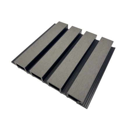 Lambriuri - Lambriu riflaj WPC, reliefat, pentru exterior, montaj rapid, rezistenta ridicata, Naimeed D7494, 2800 x 220 x 26 mm, Stejar gri