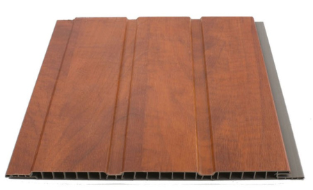 Lambriuri PVC - Lambriu PVC cu canale, Buker lambriu infoliat, F304, Nuc, 20 cm / 8 mm, 4 m, 8 m2/pachet