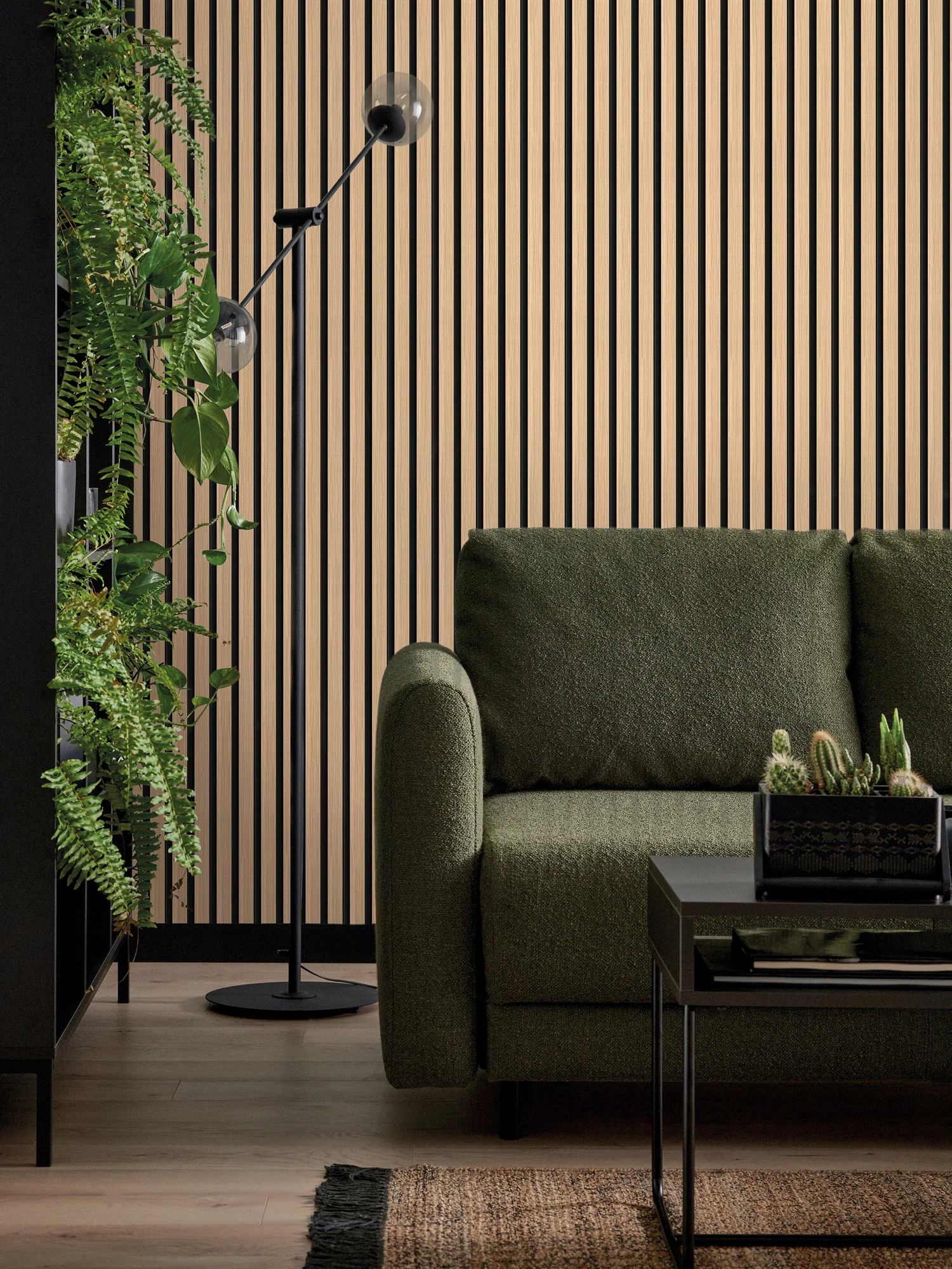 Riflaje Interioare - Panou Riflaj Decorativ Interior VOX LINERIO M-LINE, 265x12.2x1.2cm, Natural Negru, Polistiren Extrudat XPS