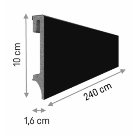 Plinte, Plinte PVC, Plinte MDF - Plintă Vox Espumo Negru, 100 × 2400 × 16 mm