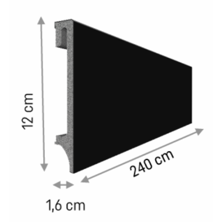 Plinte, Plinte PVC, Plinte MDF - Plintă Vox Espumo Negru, 120 × 2400 × 16 mm