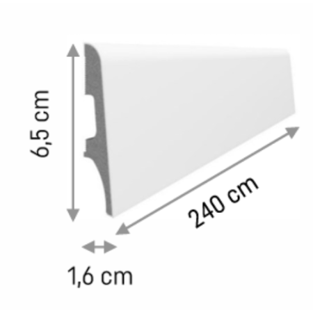Plinte, Plinte PVC, Plinte MDF - Plintă Vox Espumo Alb, 65 × 2400 × 16 mm