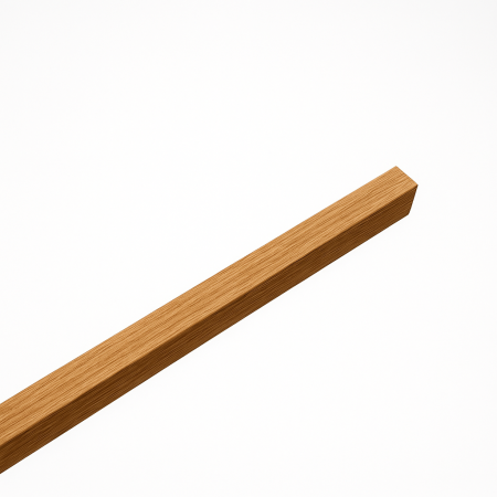 Accesorii - Profil de închidere din MDF tec montat pe muchia unui perete placat cu riflaje acustice în living