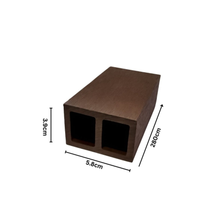 Profil dreptunghiular ranforsat din WPC co-extrudat, Naimeed D7504, 280×5.8×3.9 cm, maro închis [1]