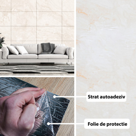 Rola panou autoadeziv, Naimeed D5680, design modern, 2mm grosime, 60x300cm, Crem [1]