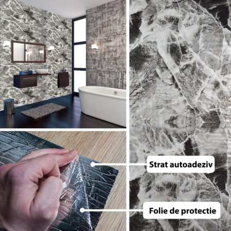 Rola panou autoadeziv, Naimeed D5682, design modern, 2mm grosime, 60x300cm, Gri [2]