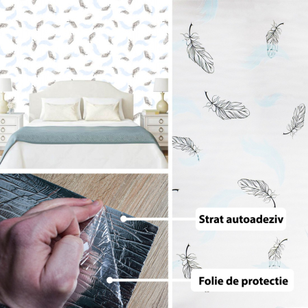 Rola panou autoadeziv, Naimeed D5686, design modern, 2mm grosime, 60x300cm, Alb [1]