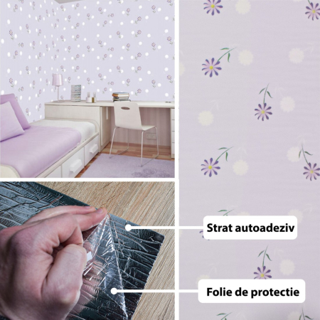 Rola panou autoadeziv, Naimeed D5688, design modern, 2mm grosime, 60x300cm, Mov [1]