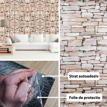 Rola panou autoadeziv, Naimeed D5691, design modern, 2mm grosime, 60x300cm, Piatra [1]