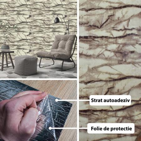 Rola panou autoadeziv, Naimeed D5695, design modern, 2mm grosime, 60x300cm, Crem [1]