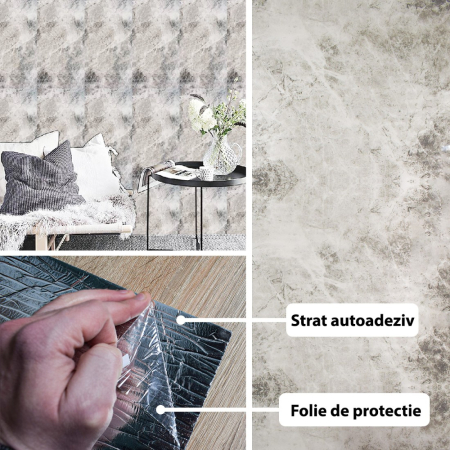 Rola panou autoadeziv, Naimeed D5696, design modern, 2mm grosime, 60x300cm, Gri [1]