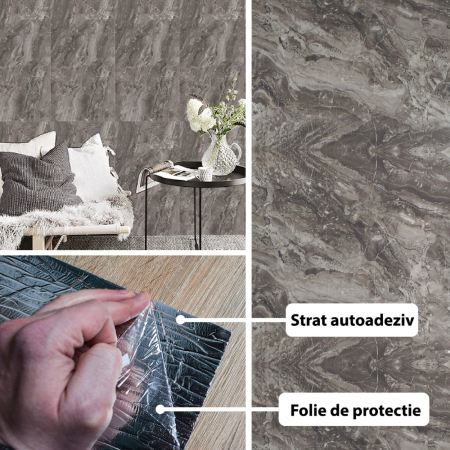 Rola panou autoadeziv, Naimeed D5698, design modern, 2mm grosime, 60x300cm, Gri [1]
