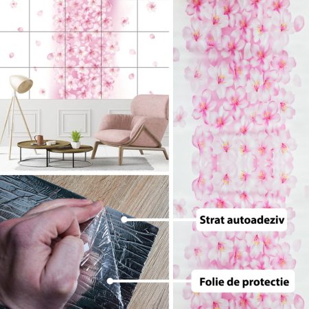 Rola panou autoadeziv, Naimeed D5707, design modern, 2mm grosime, 60x300cm, Roz [1]