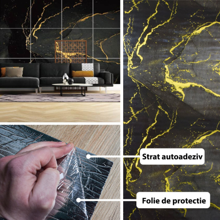 Rola panou autoadeziv, Naimeed D5708, design modern, 2mm grosime, 60x300cm, Negru [1]