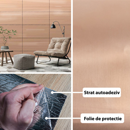 Rola panou autoadeziv, Naimeed D5712, design modern, 2mm grosime, 60x300cm, Cupru [1]