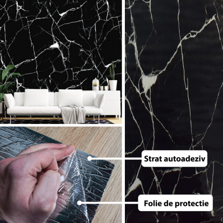 Rola panou autoadeziv, Naimeed D5714, design modern, 2mm grosime, 60x300cm, Negru [1]
