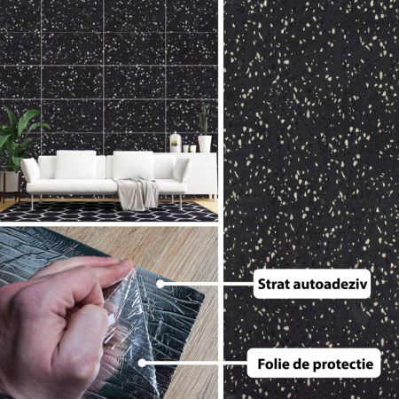 Rola panou autoadeziv, Naimeed D5716, design modern, 2mm grosime, 60x300cm, Negru [1]