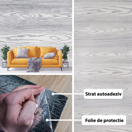 Rola panou autoadeziv, Naimeed D5717, design modern, 2mm grosime, 60x300cm, Gri [1]