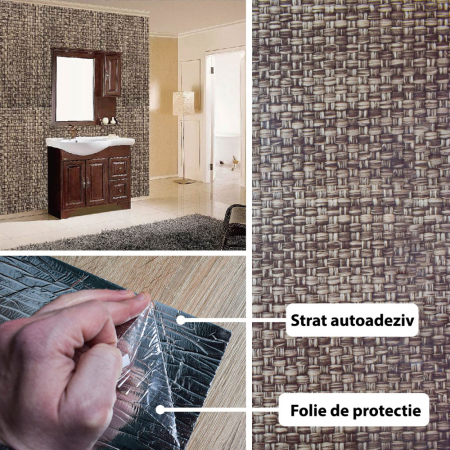Rola panou decorativ, autoadeziv, Naimeed D5702, termoizolant, 60x300cm, Maro [1]
