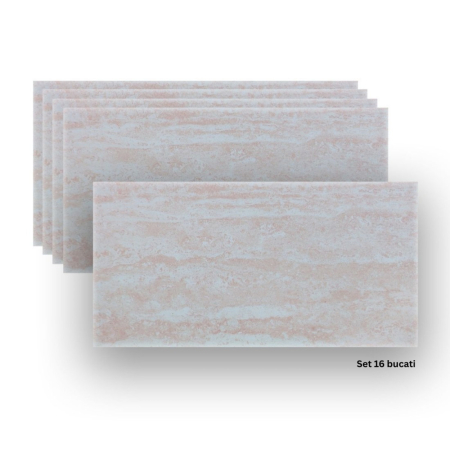 Panouri Decorative - Set 16 panouri decorative din praf de piatra, Naimeed D7311, ignifuge, strat protector ceramic, rezistente la razele UV, 120x60x0.2 cm, bej rozaliu