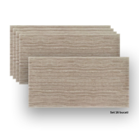 Panouri Decorative - Set 16 panouri decorative din praf de piatra, Naimeed D7312, ignifuge, strat protector ceramic, rezistente la razele UV, 120x60x0.2 cm, cappuccino