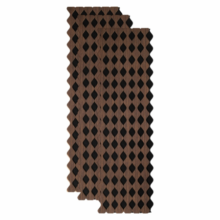 Panouri Acustice - Set 3 Panouri riflaj acustic decorativ, MDF si pasla, Naimeed D6232, 240x30x1.8cm, Nuc