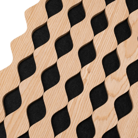 Set 3 Panouri riflaj acustic decorativ, MDF si pasla, Naimeed D6233, 240x30x1.8cm, Castan [2]