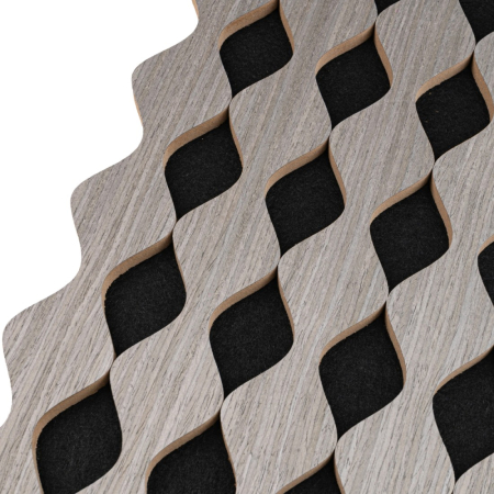 Set 3 Panouri riflaj acustic decorativ, MDF si pasla, Naimeed D6234, 240x30x1.8cm, Gri [2]