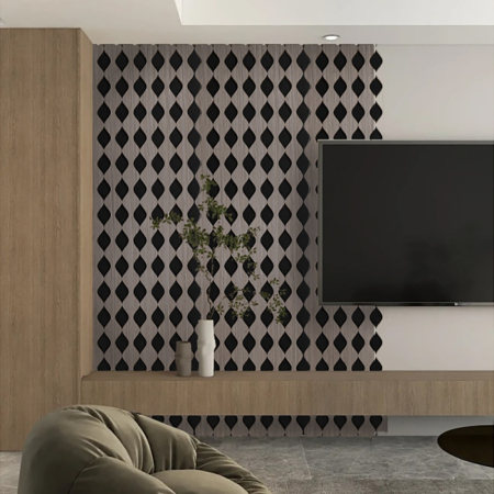 Set 3 Panouri riflaj acustic decorativ, MDF si pasla, Naimeed D6234, 240x30x1.8cm, Gri [1]