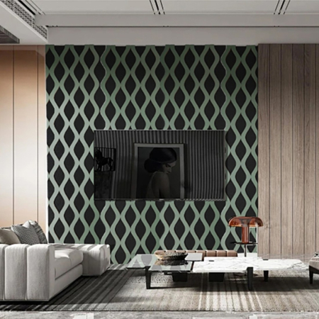 Set 3 Panouri riflaj acustic decorativ, MDF si pasla, Naimeed D6240, 240x30x1.8cm, Verde [1]