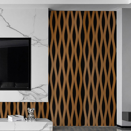 Set 3 Panouri riflaj acustic decorativ, MDF si pasla, Naimeed D6242, 240x30x1.8cm, Cires [1]