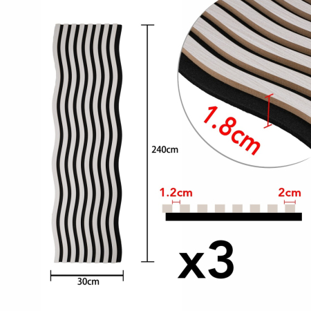 Set 3 Panouri riflaj acustic decorativ, MDF si pasla, Naimeed D6249, 240x30x1.8cm, Stejar Deschis [6]