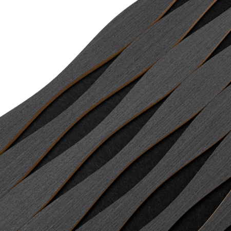 Set 3 Panouri riflaj acustic decorativ, MDF si pasla, Naimeed D6251, 240x30x1.8cm, Stejar Negru [2]