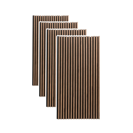 Panouri Decorative - Set 4 Panouri riflaje acustice decorative, MDF si pasla, Naimeed D6781, 240x60x2.1cm, Stejar inchis