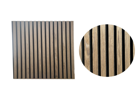 Set de 4 riflaje acustice MDF nuc de 600x600 mm montate în spatele biroului de acasă [6]