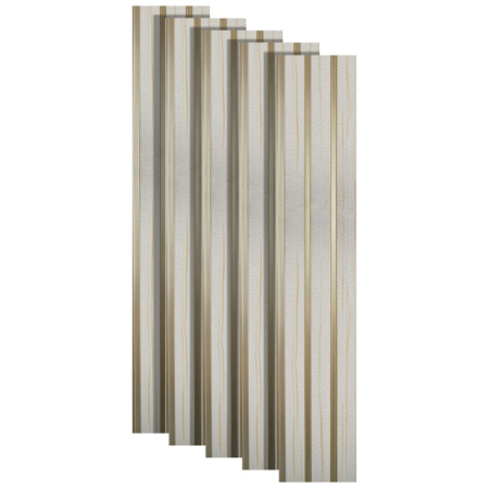 Seturi Panouri Decorative - Set 5 panouri decorative, riflaj, polimer rigid, Naimeed D5479, 270x12x1cm, Alb/Auriu