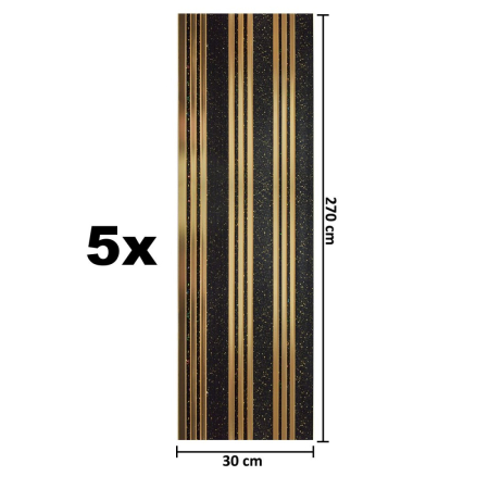 Set 5 panouri decorative, riflaj, polimer rigid, Naimeed D5504, 270x30x0.5cm, Negru/Auriu [4]