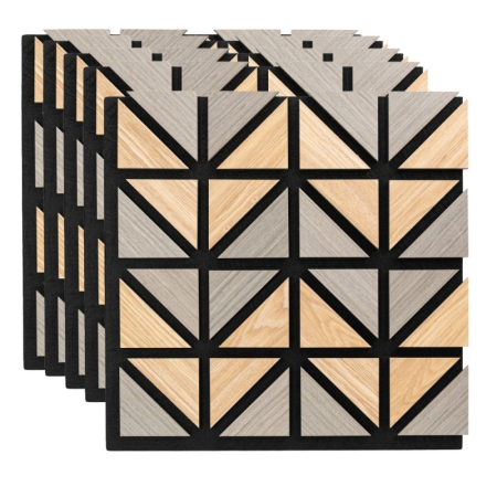 Panouri Decorative - Set 5 Panouri riflaje acustice decorative, HDF si pasla, Naimeed D6750, 50x50x1.8cm, Multicolor