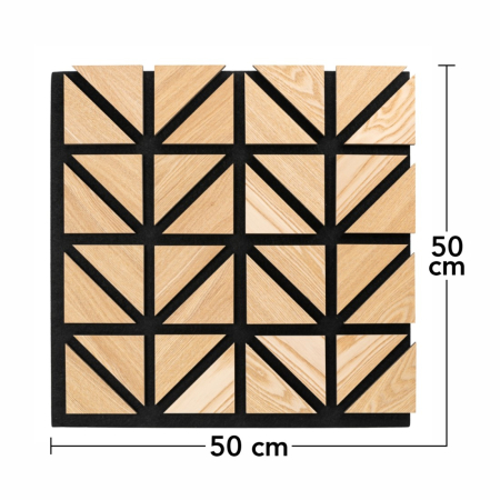 Set 5 Panouri riflaje acustice decorative, HDF si pasla, Naimeed D6751, 50x50x1.8cm, Stejar [7]