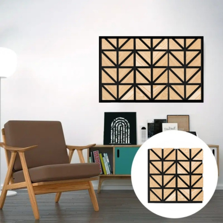 Set 5 Panouri riflaje acustice decorative, HDF si pasla, Naimeed D6751, 50x50x1.8cm, Stejar [6]