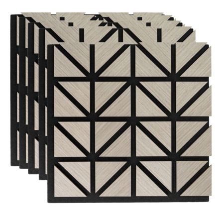 Panouri Decorative - Set 5 Panouri riflaje acustice decorative, HDF si pasla, Naimeed D6752, 50x50x1.8cm, Gri