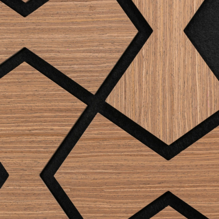 Set 5 Panouri riflaje acustice decorative, HDF si pasla, Naimeed D6753, 85x48x1.8cm, Stejar Inchis [3]