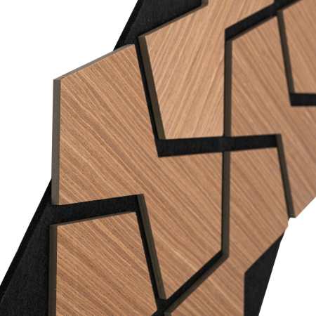 Set 5 Panouri riflaje acustice decorative, HDF si pasla, Naimeed D6753, 85x48x1.8cm, Stejar Inchis [2]
