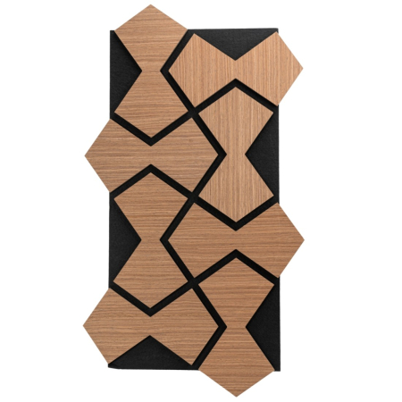 Set 5 Panouri riflaje acustice decorative, HDF si pasla, Naimeed D6753, 85x48x1.8cm, Stejar Inchis [1]