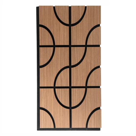 Set 5 Panouri riflaje acustice decorative, HDF si pasla, Naimeed D6756, 90x45x1.8cm, Stejar Inchis [1]