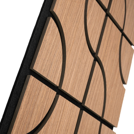 Set 5 Panouri riflaje acustice decorative, HDF si pasla, Naimeed D6756, 90x45x1.8cm, Stejar Inchis [2]
