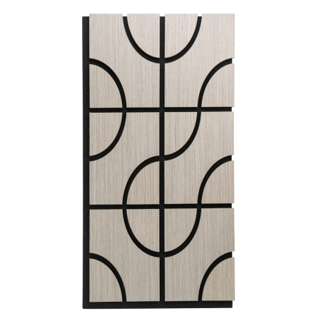 Set 5 Panouri riflaje acustice decorative, HDF si pasla, Naimeed D6757, 90x45x1.8cm, Gri [1]