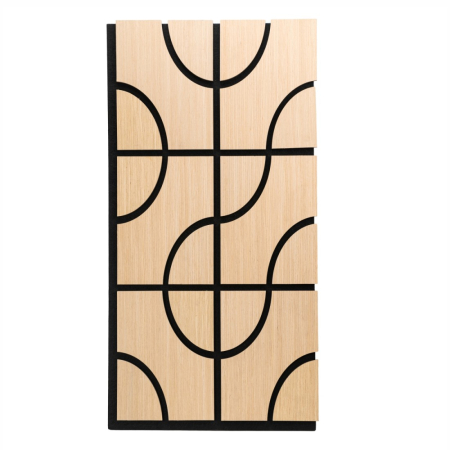 Set 5 Panouri riflaje acustice decorative, HDF si pasla, Naimeed D6758, 90x45x1.8cm, Stejar [1]